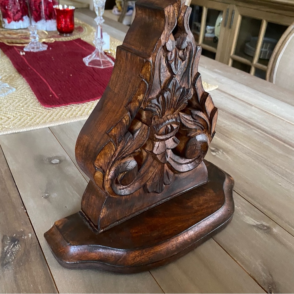 Wooden Hand Carved Corbel Shelf.  Third Eye, Evil Eye Protection #1 - Picture 7 of 14